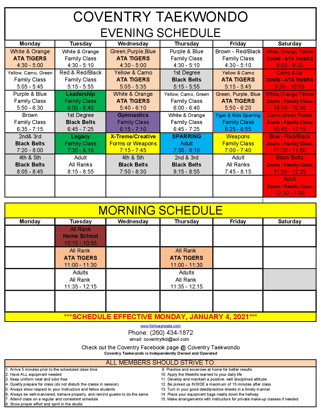 2021 Coventry Revised Winter Zoom Schedule Fort Wayne ATA